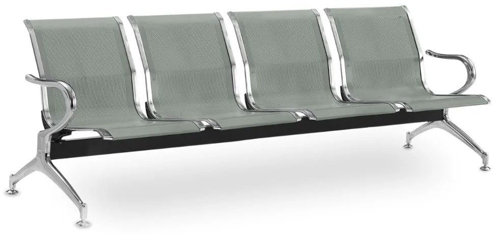 Banca metalica pentru sala de asteptare REST, 4 locuri, gri