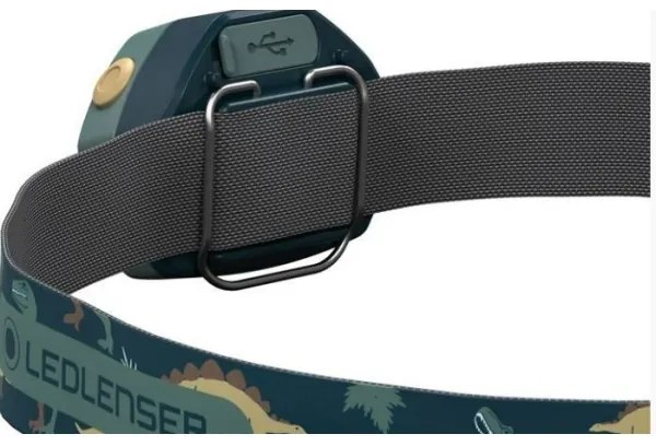 Ledlenser KIDLED4R DINO - Lanternă frontală LED pentru copii, reîncărcabilă, cu reglare a luminozității, IPX4, 40 lm, 18 h, verde