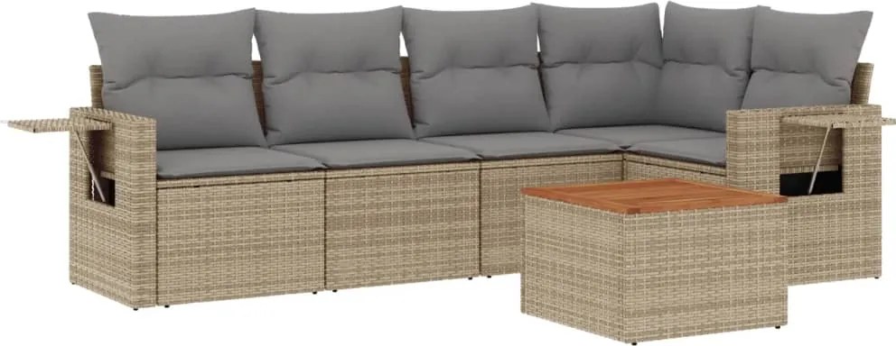 vidaXL Set canapele de grădină cu perne, 6 piese, bej, poliratan