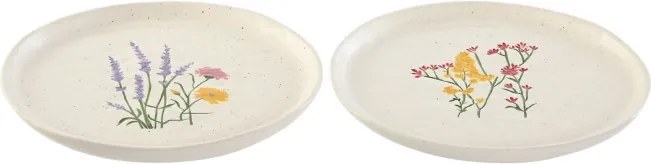 Set 2 farfurii din porțelan cu motive florale, 25,5×25,5×2,2 cm, „Bloom"