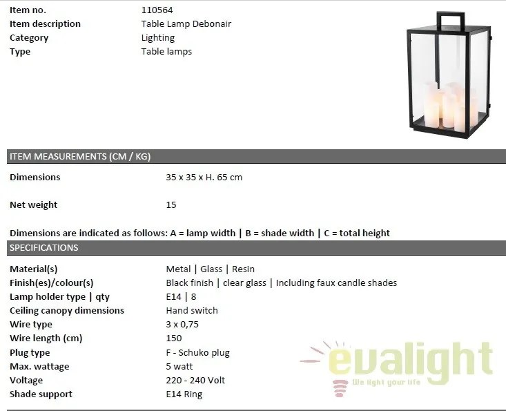 Lampa de masa LUX, decorativa cu 8 surse de lumina, Debonair 110564 HZ