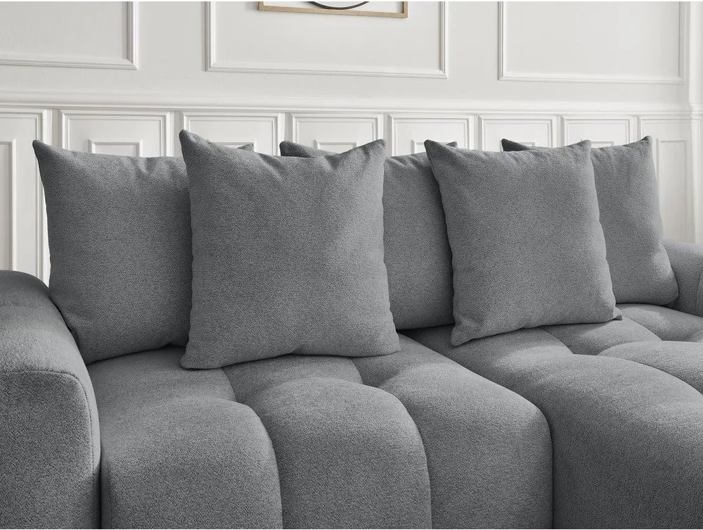 Colțar gri extensibil/cu spațiu de depozitare cu tapițerie din chenille (cu colț pe partea dreaptă/cu șezlong) Roxelane – Bobochic Paris