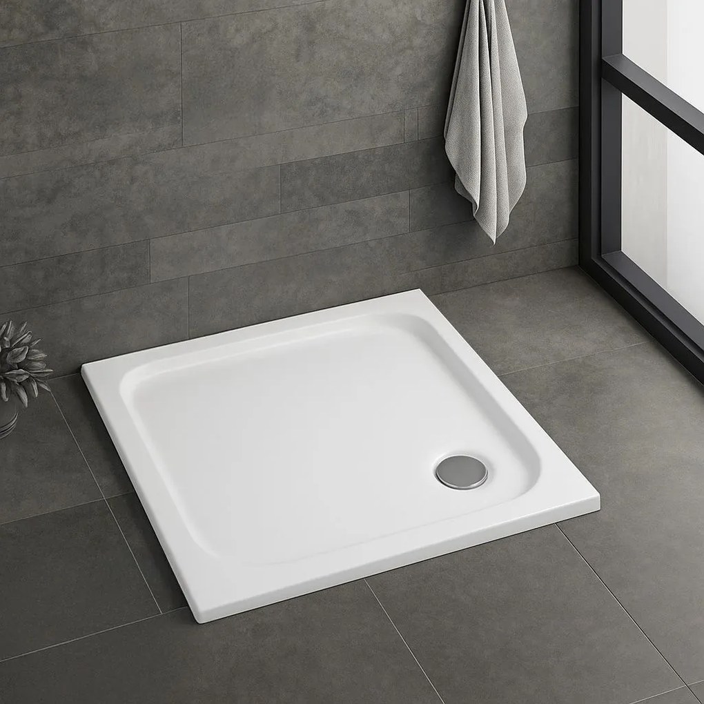 Cada pentru dus din acril Rea Belmond White 90x90