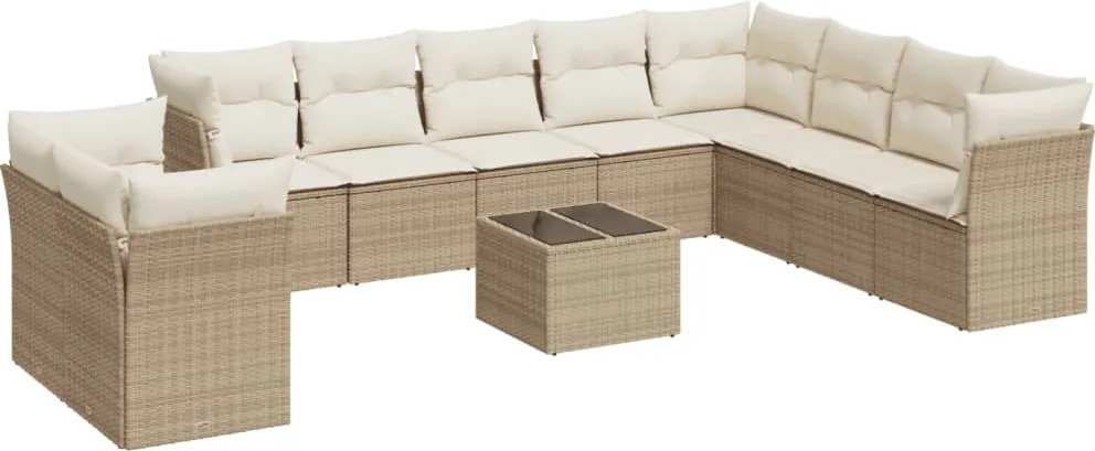 vidaXL Set canapele de grădină cu perne, 11 piese, bej, poliratan