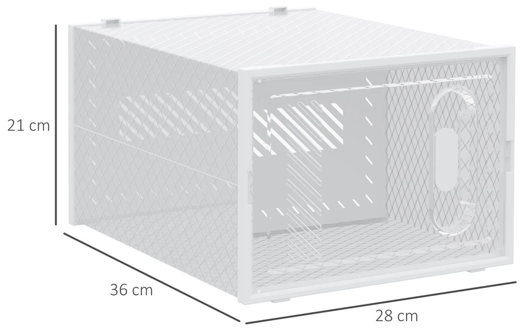 HOMCOM Dulap pentru pantofi modular cu orificii de ventilatie, 18 cuburi 28x36x21cm din plastic PP, alb si transparent | Aosom Romania