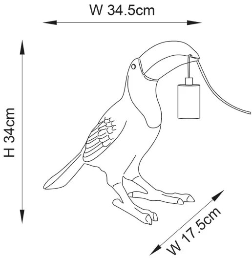 Lampă de masă Endon 95077 TOCO TOUCAN 1xE27/10W/230V auriu