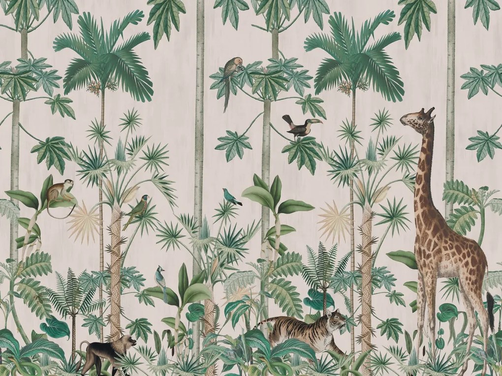 Fototapet, Giraffe's Stroll, Pastel Pink, Rebel Walls