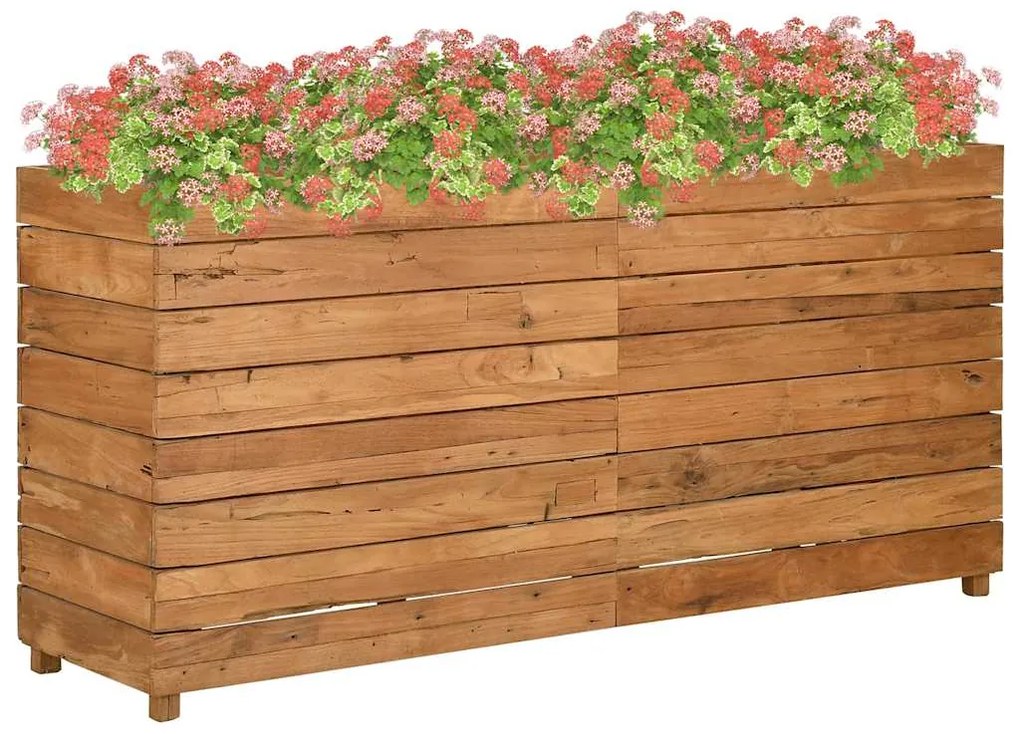 vidaXL Strat înălțat, 150x40x72 cm, lemn de tec reciclat și oțel