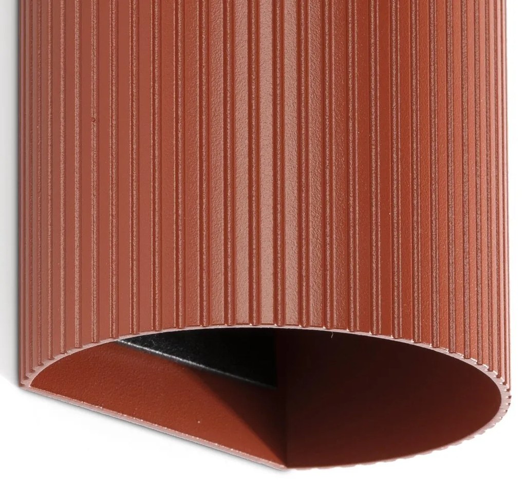 Aplica perete aluminiu striat terracotta, 2xGU10, SOLE round