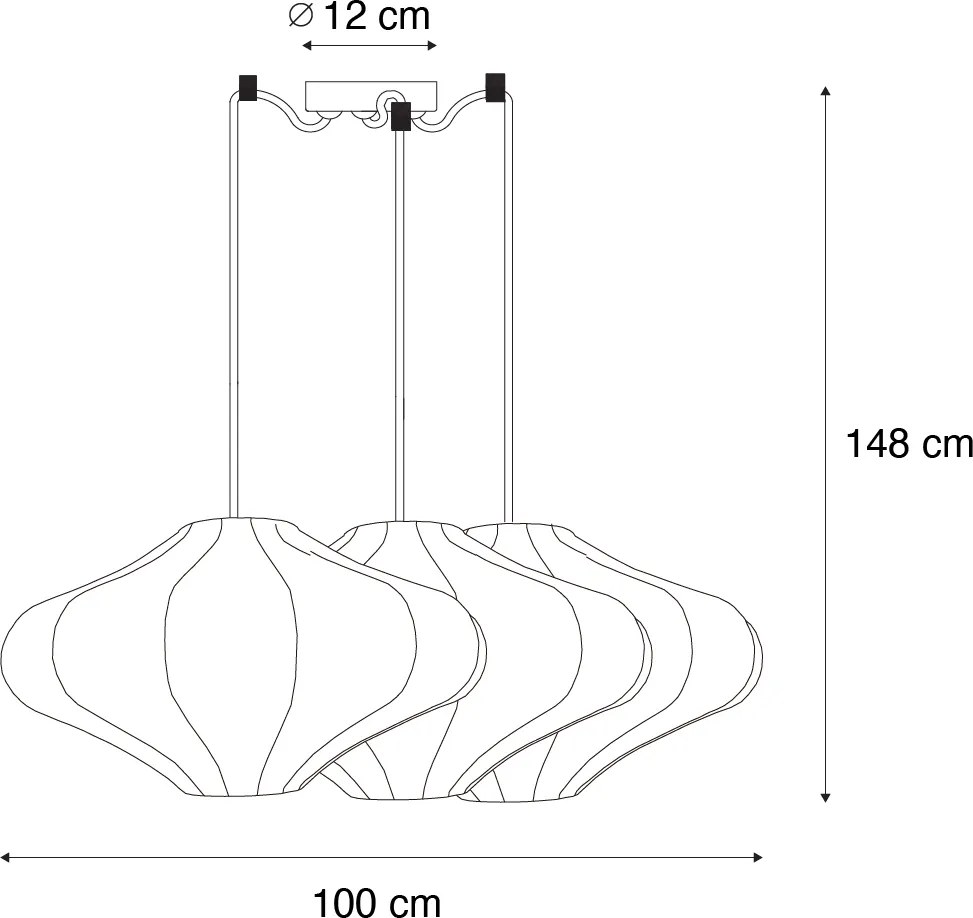 Lampa suspendată inteligentă albă 50cm 3 lumini incl. 3 Wifi G95 - Plu