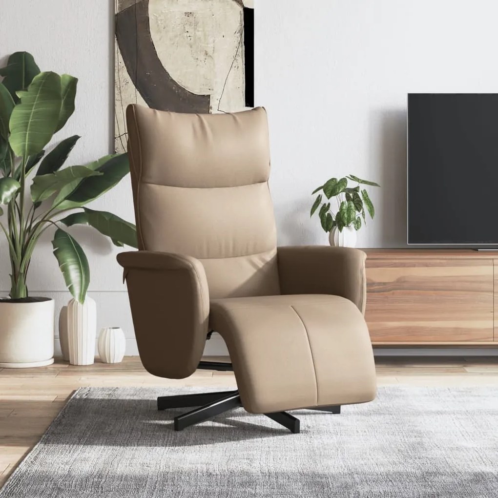 vidaXL Fotoliu rabatabil cu suport picioare cappuccino piele ecologică