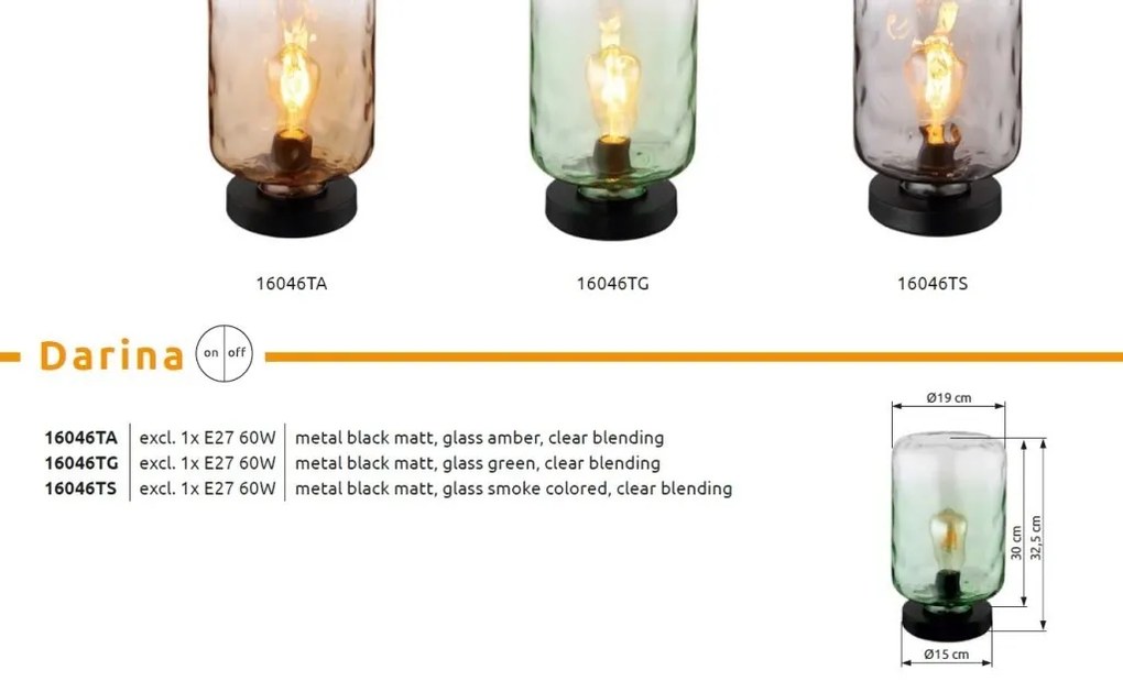 Veioza/Lampa de masa design decorativ DARINA chihlimbar