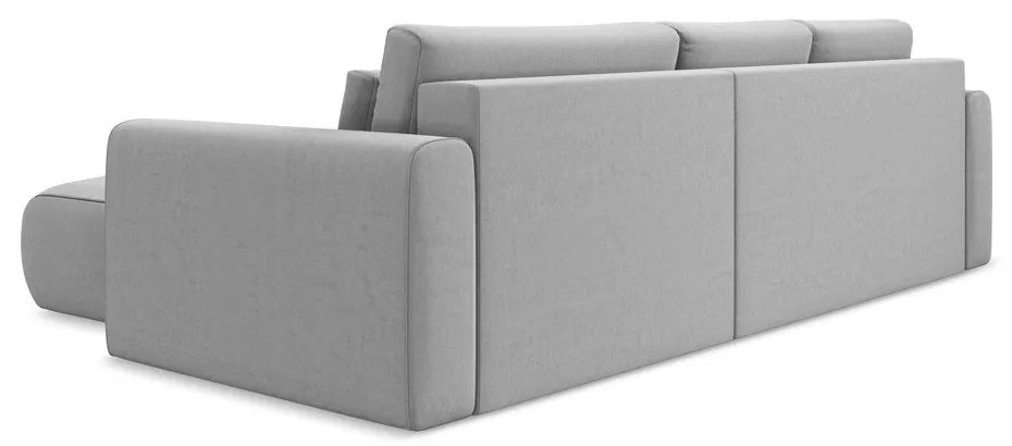 Colțar gri deschis extensibil/cu spațiu de depozitare cu tapițerie din catifea (cu colț pe partea dreaptă/cu șezlong) Kapua – Makamii