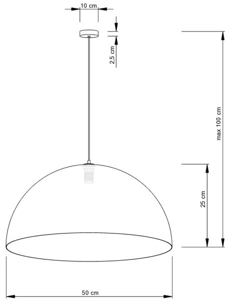 Lustră pe cablu SFERA 1xE27/60W/230V d. 50 cm auriu/negru