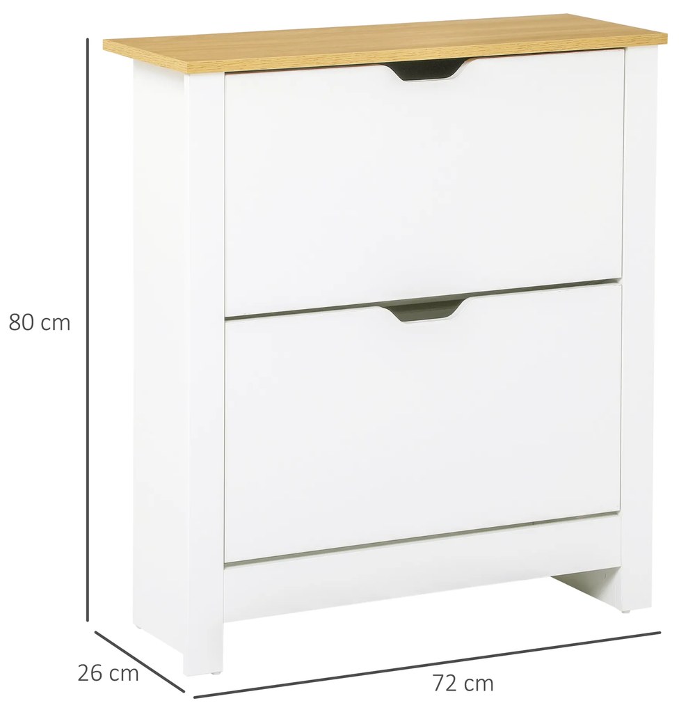 HOMCOM Dulap Hol, Capacitate 12 Perechi Max, dulap pantofi cu 2 Rafturi Reglabile și Detașabile, 72x26x80 cm, Alb | Aosom Romania
