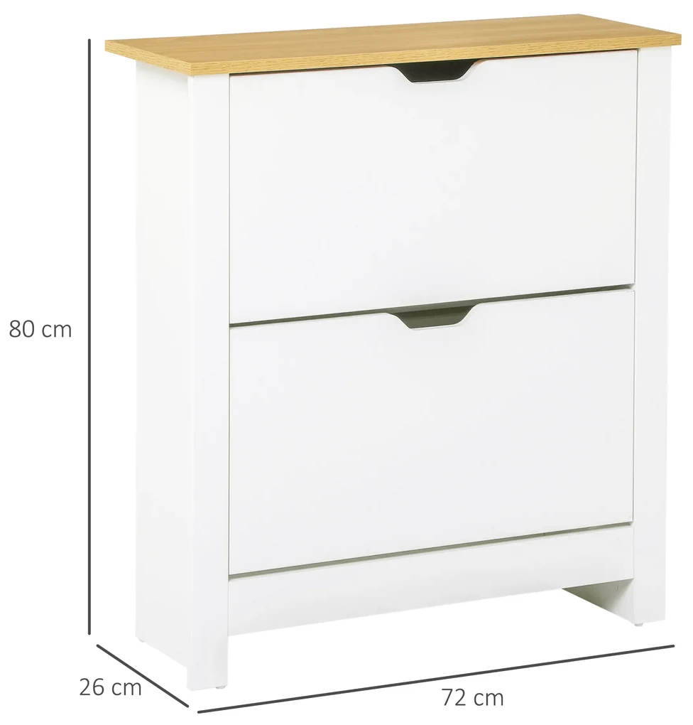 HOMCOM Dulap Hol, Capacitate 12 Perechi Max, dulap pantofi cu 2 Rafturi Reglabile și Detașabile, 72x26x80 cm, Alb | Aosom Romania