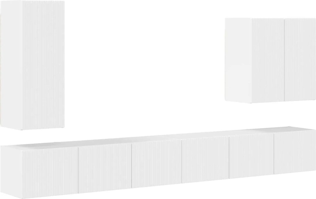 vidaXL Set Dulap pentru Televizor Montat pe Perete 6 pcs Alb lucios