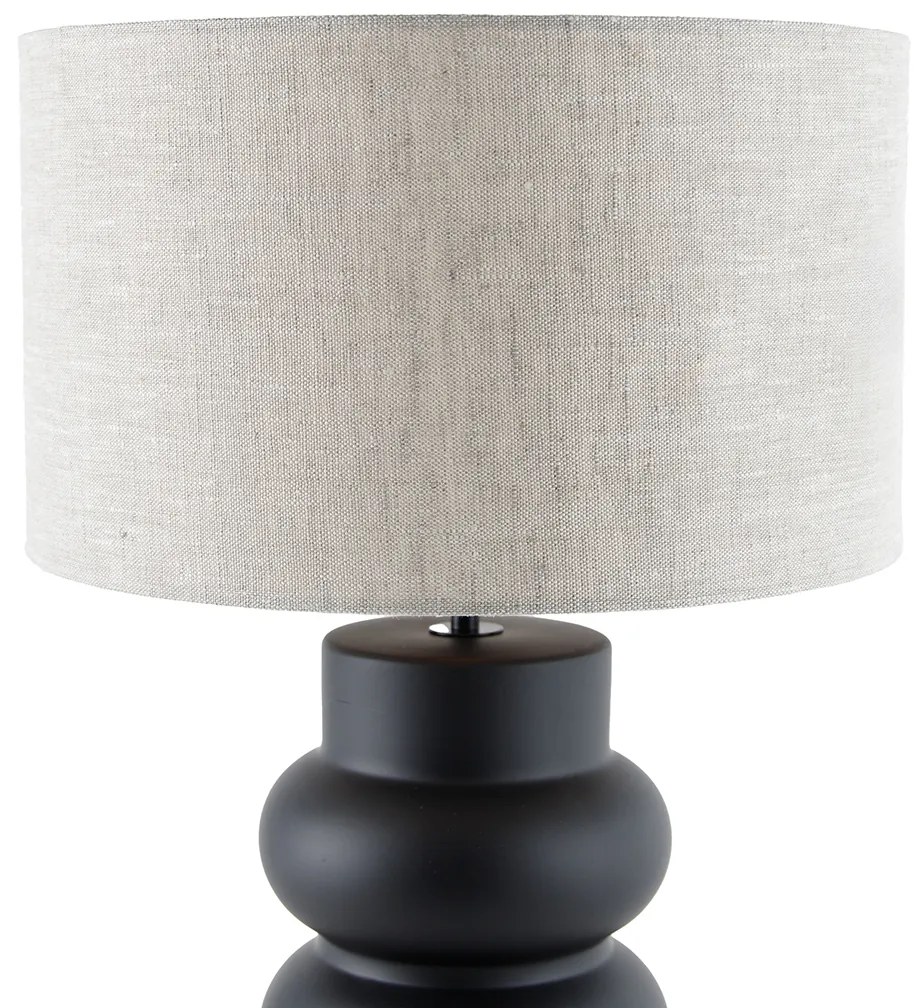 Lampă de masă de design cu abajur din stofă neagră gri deschis 35 cm - Alisia