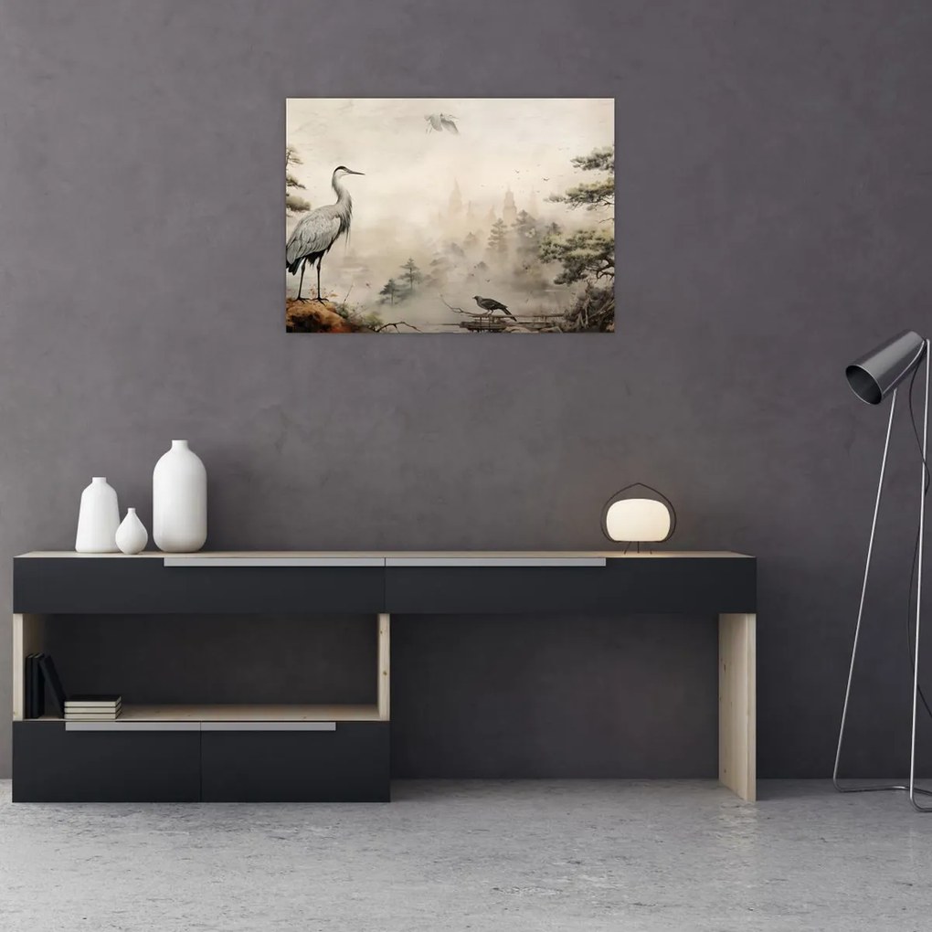 Tablou pe sticlă - Desen animat peisaj (70x50 cm)