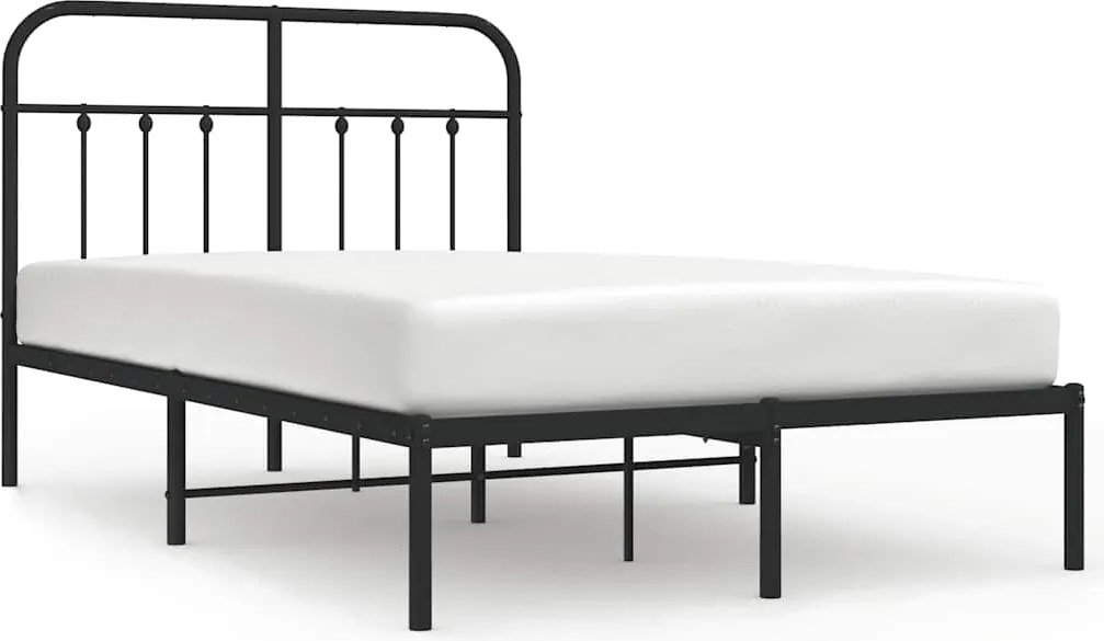 vidaXL Cadru de pat metalic cu tăblie, negru, 120x200 cm