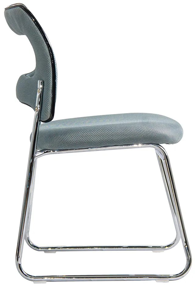 Scaun vizitator gri HRC613F din mesh respirabil si cadru metalic cromat