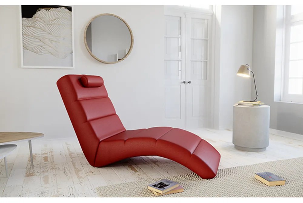 Fotoliu relaxant, piele eco roşie, la comandă, LONG