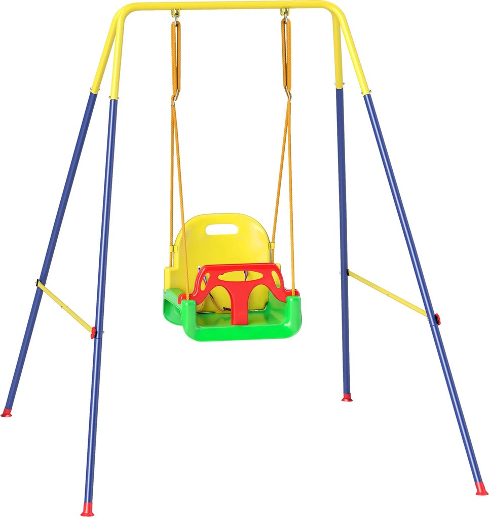 AIYAPLAY Leagăn 3-în-1 pentru Grădină, Leagăn pentru Bebeluși de Interior și Exterior, Înălțime Reglabilă, Cadru Pliabil din Oțel, Centură de Siguranță, Ușor de Montat, 9 Luni-8 Ani, Verde | Aosom Romania