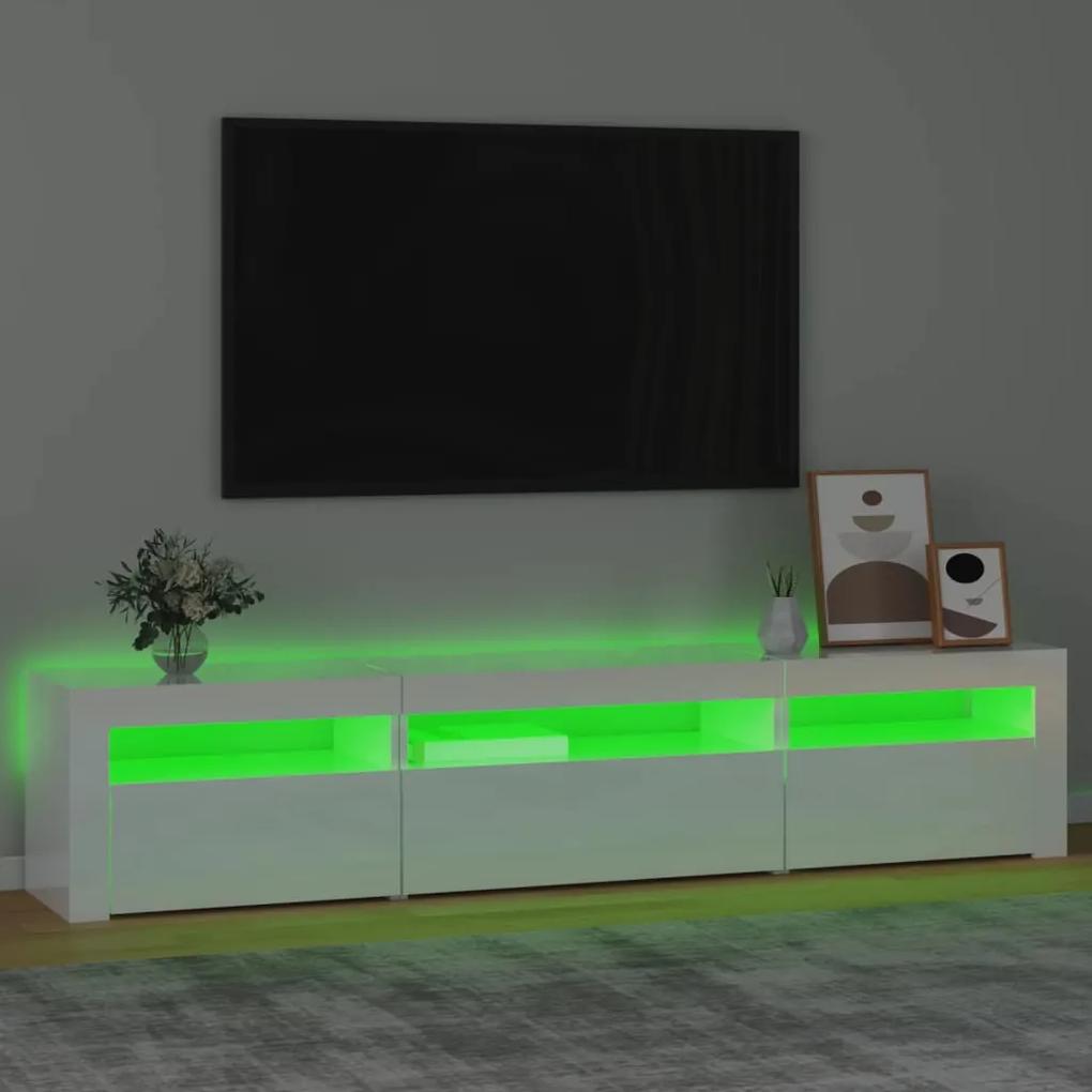 Comoda TV cu lumini LED, alb extralucios, 195x35x40 cm 1, Alb foarte lucios, 195 x 35 x 40 cm