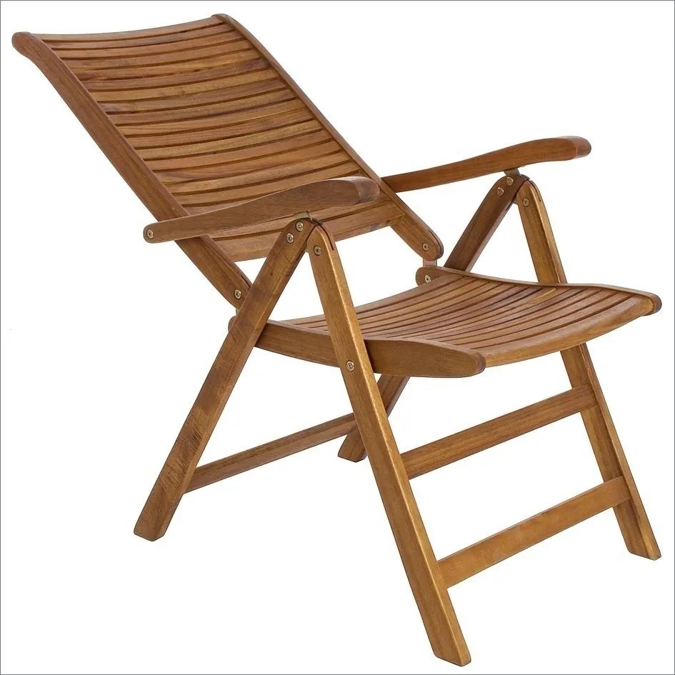 Scaun de gradina cu spatar reglabil, lemn de acacia, maro, 57,5x70x111 cm, Noemi Yes