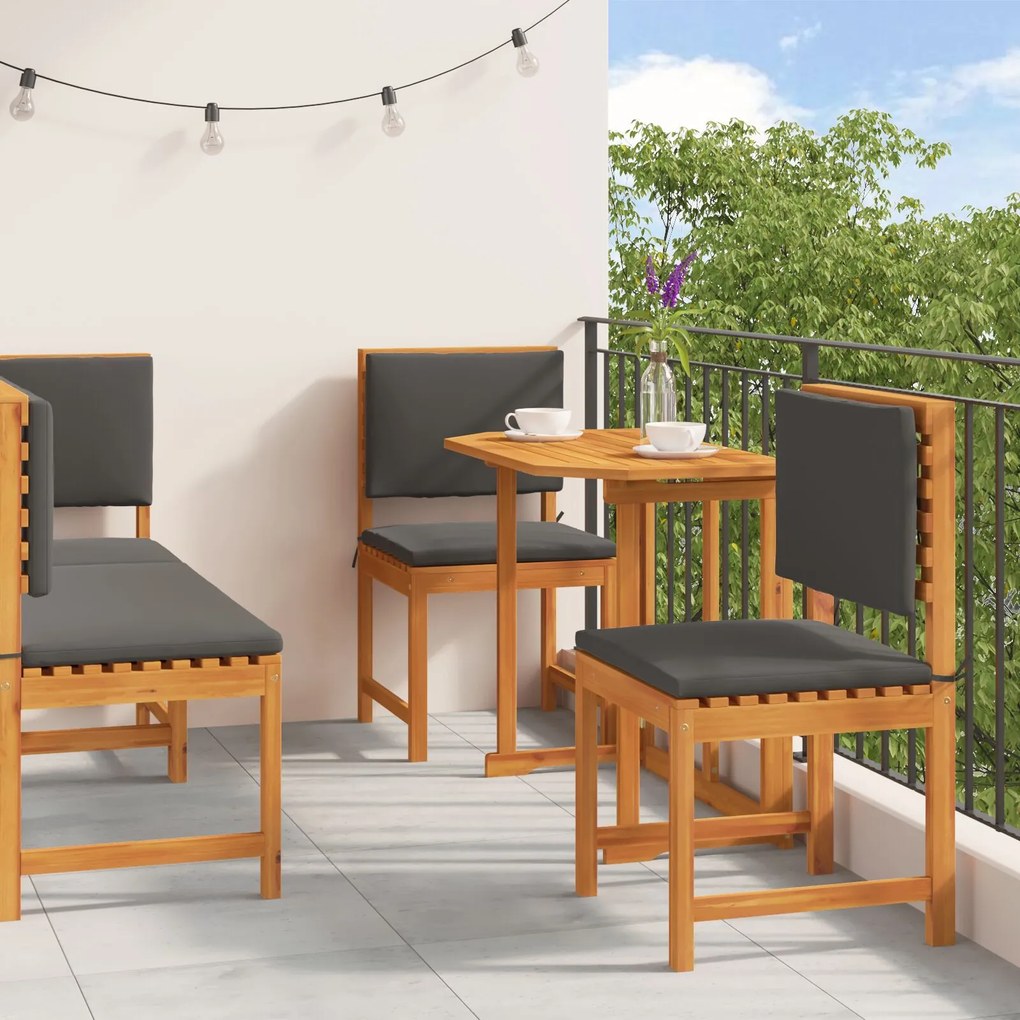 vidaXL Set Bistro de Grădină 4 pcs Maro lemn masiv de acacia
