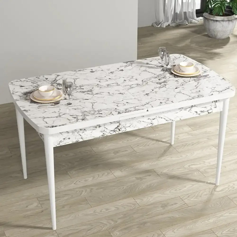 Masa de bucatarie extensibila Dining Homs marmura bej maro 170 x 80 cm