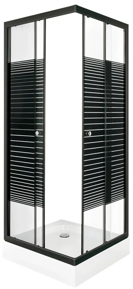 Cabină de duș PICO Black Stripe 90 pătrate cu cădiță de duș