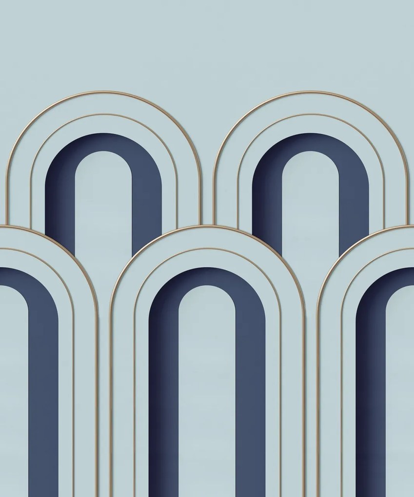 Tapet Arch Deco, Blue, Rebel Walls