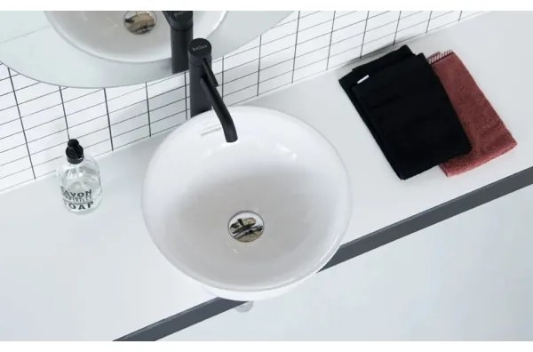 Lavoar pentru blat BARI Ø 37 cm, porțelan, alb - Bathco 4131
