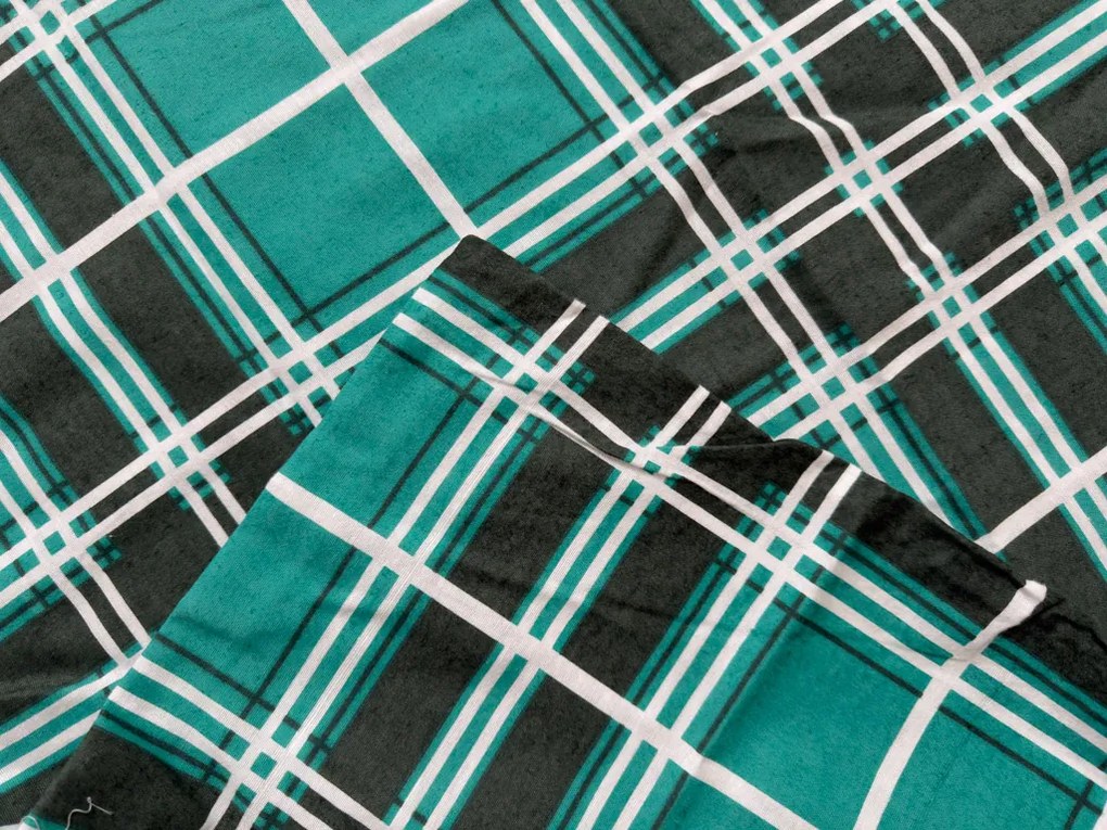 Lenjerie de pat flanelata KOSTKA verde Dimensiune lenjerie de pat: 2 buc 70 x 90 cm | 200 x 220 cm