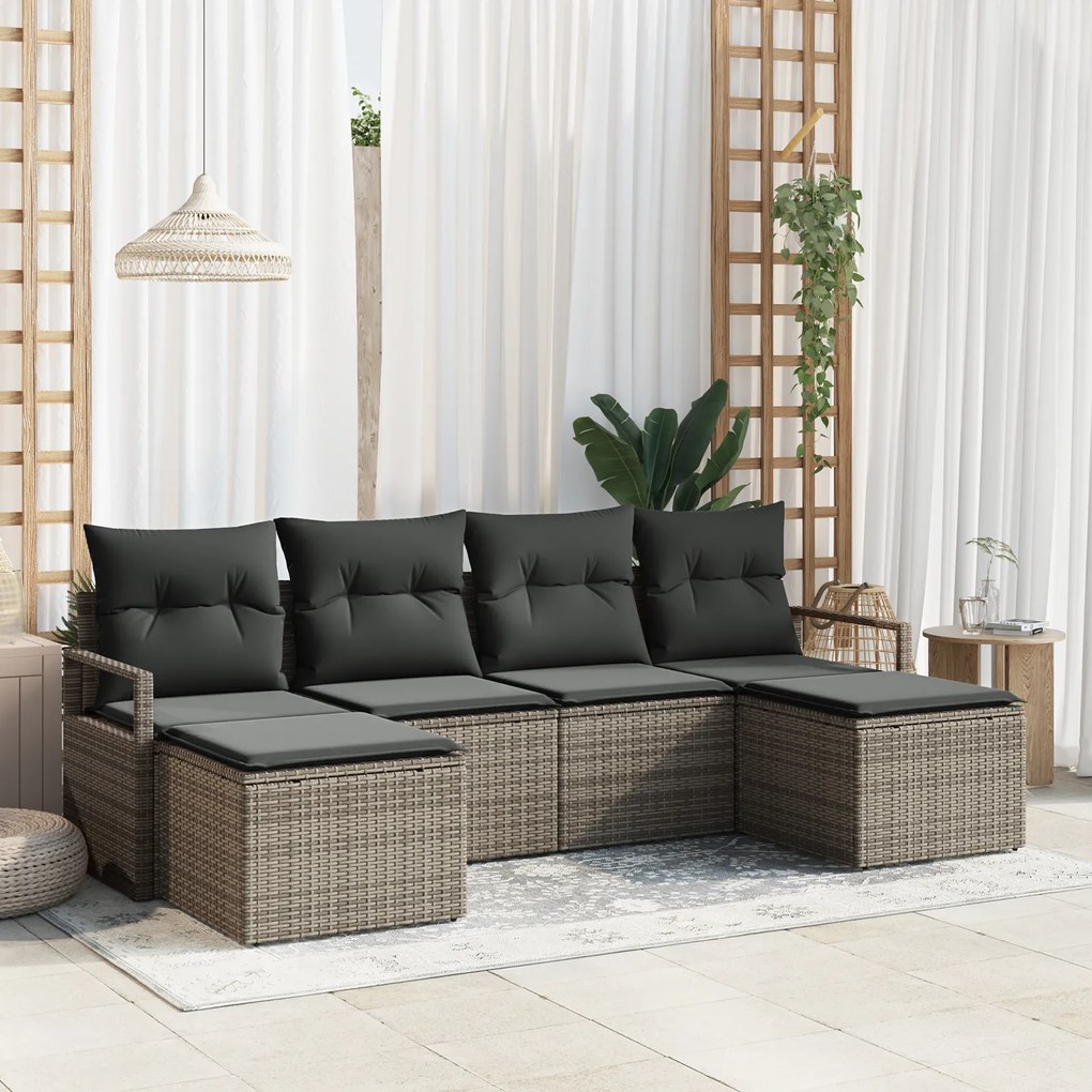 vidaXL Set de canapele pentru grădină 6 pcs Gri Rattan poli