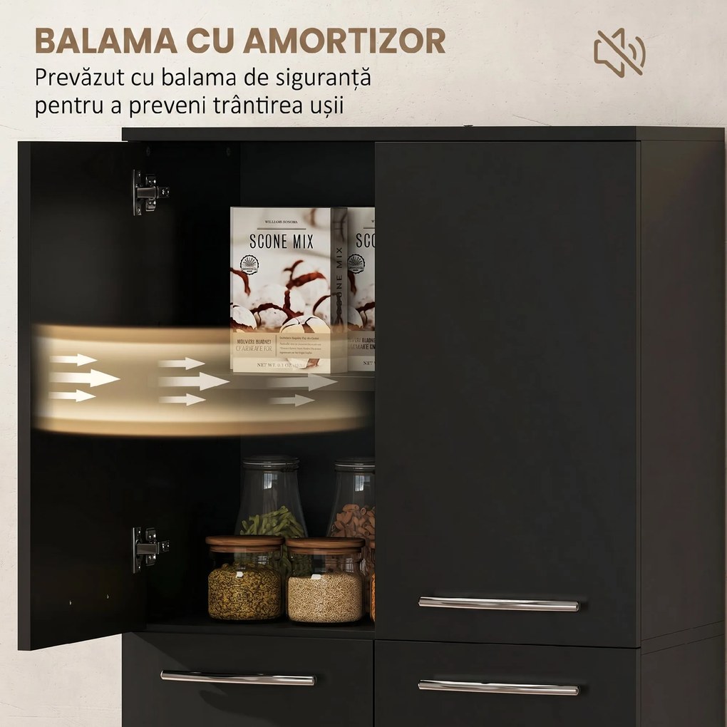 HOMCOM Mobilier de depozitare cu 2 dulapuri și rafturi reglabile din lemn negru | Aosom Romania