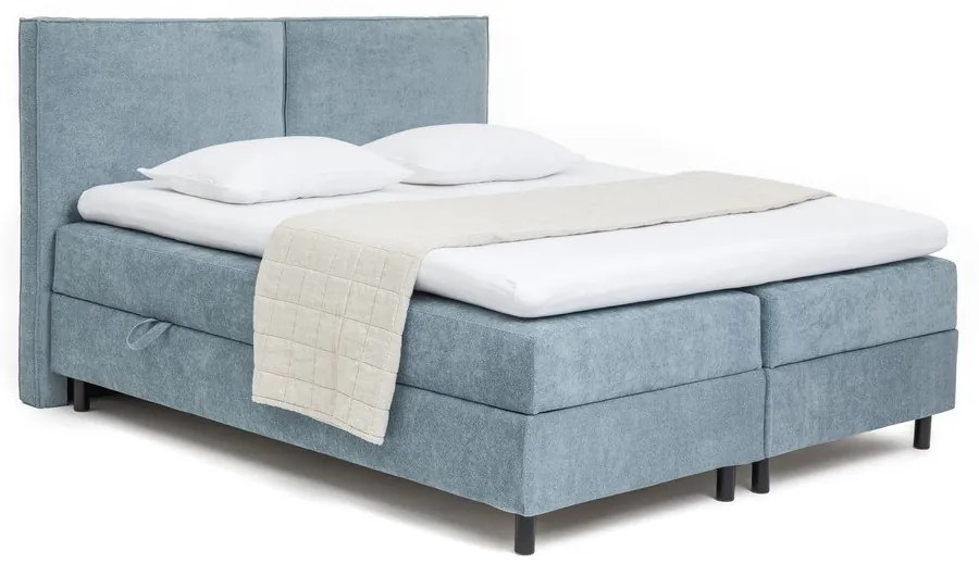 Pat boxspring albastru cu spațiu de depozitare 160x200 cm Elva Bold – Bonami Selection