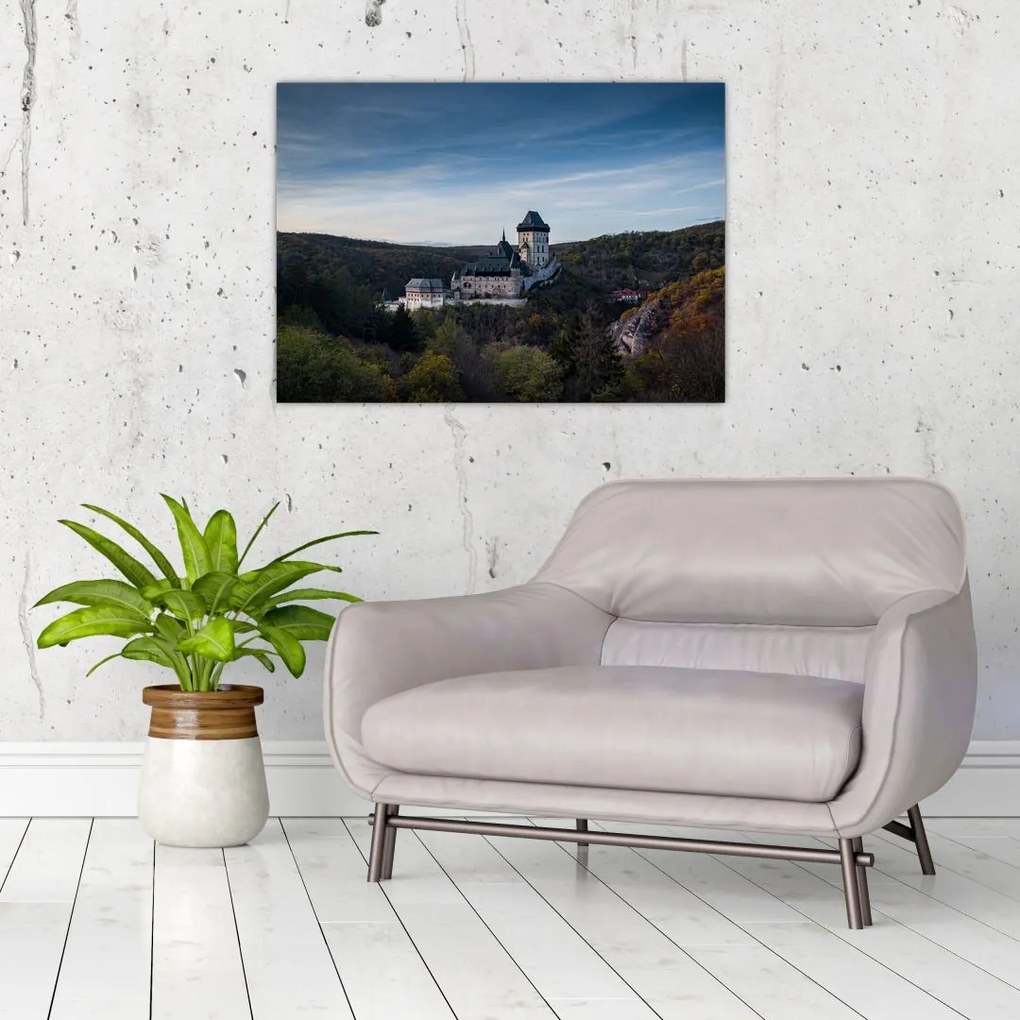 Tablou pe sticlă cu Karlstejn (70x50 cm)