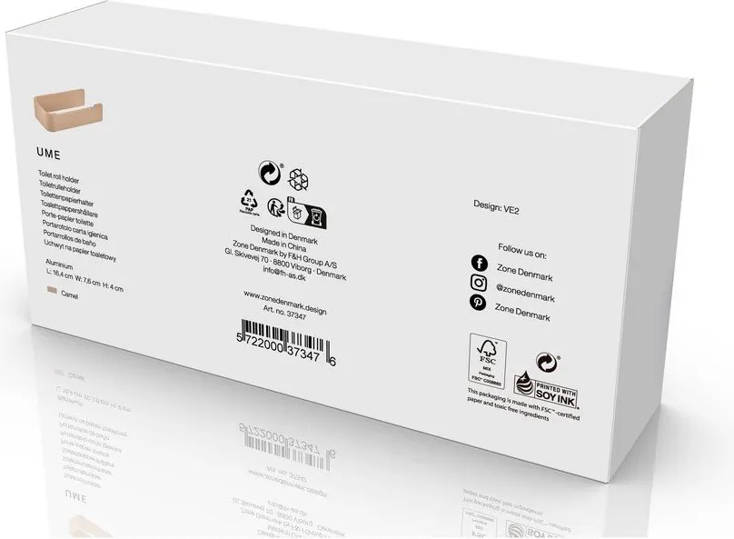 Suport pentru hârtie igienică bej de montat pe perete din metal Ume – Zone