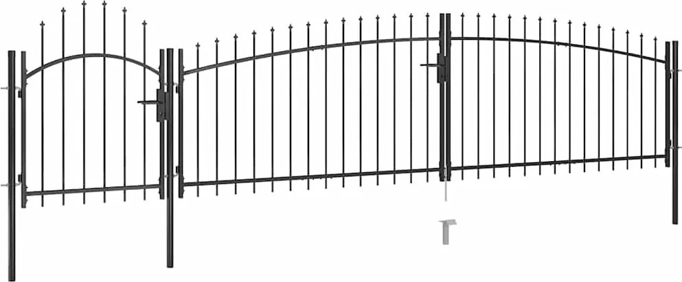 vidaXL Poartă de gard de grădină Woerden cu vârf tip suliță 5x1 m, negru