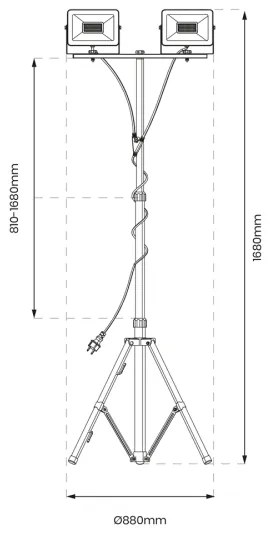 Proiector LED cu suport 2xLED/50W/230V 4000K IP44
