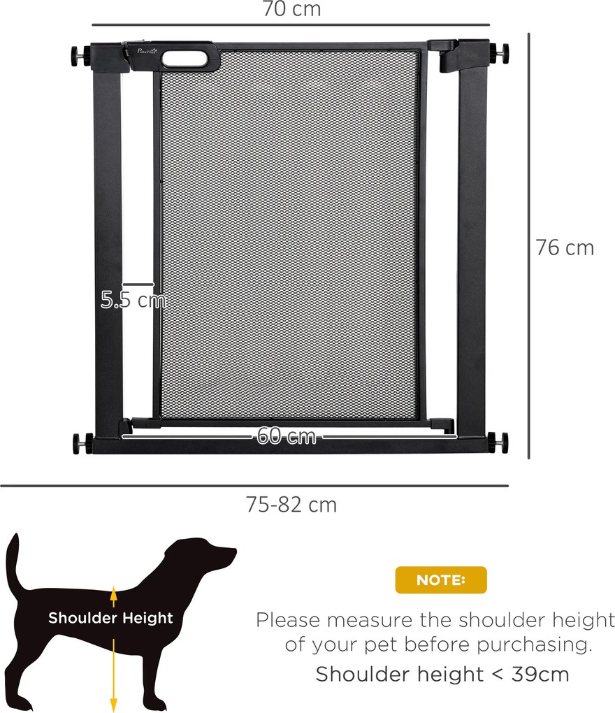 PawHut Poarta de Siguranta Reglabila 76–103 cm pentru Usi/Scari – Negru | Aosom Romania