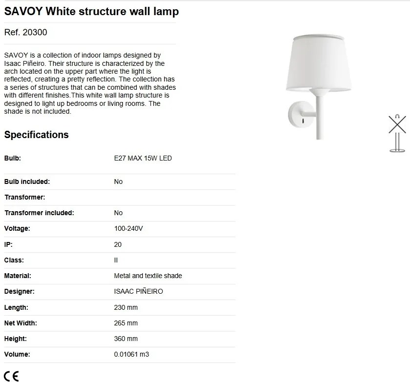 Aplica de perete moderna design elegant SAVOY alba