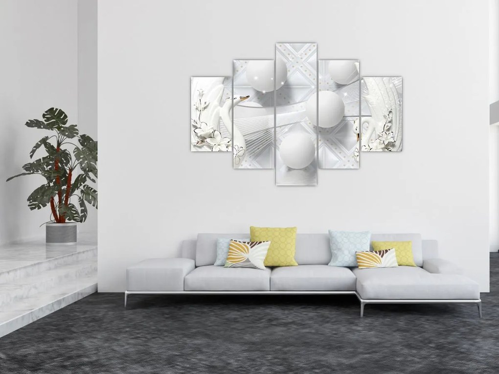 Tablou - Lebăda de aur pe apă (150x105 cm)