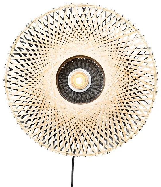 Lampă de perete orientală din bambus 35 cm cu priză - Rina