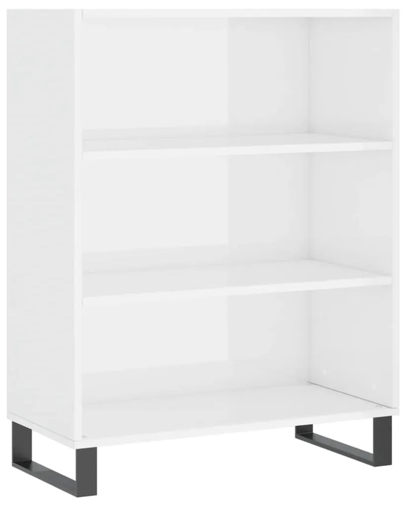 vidaXL Dulap cu rafturi alb extralucios 69,5x32,5x90 cm lemn compozit