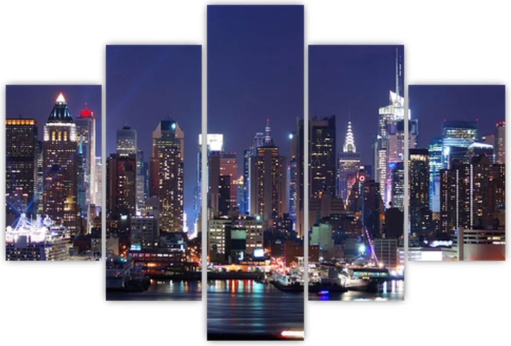 Tablou - Zgârie-nori din New York iluminate (150x105 cm)