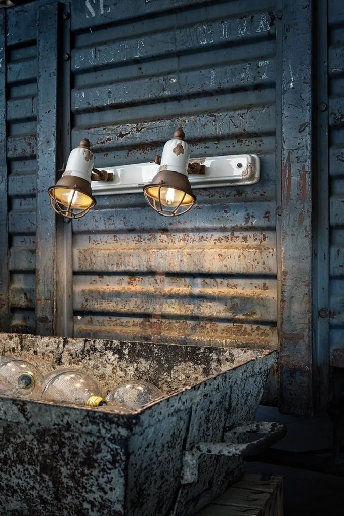 Aplica cu 2 spoturi design retro realizata manual din ceramica LOFT