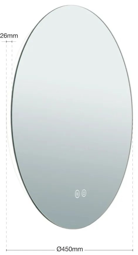 Oglinda baie cu iluminat LED dimabil IP44 FOCUS D-45cm
